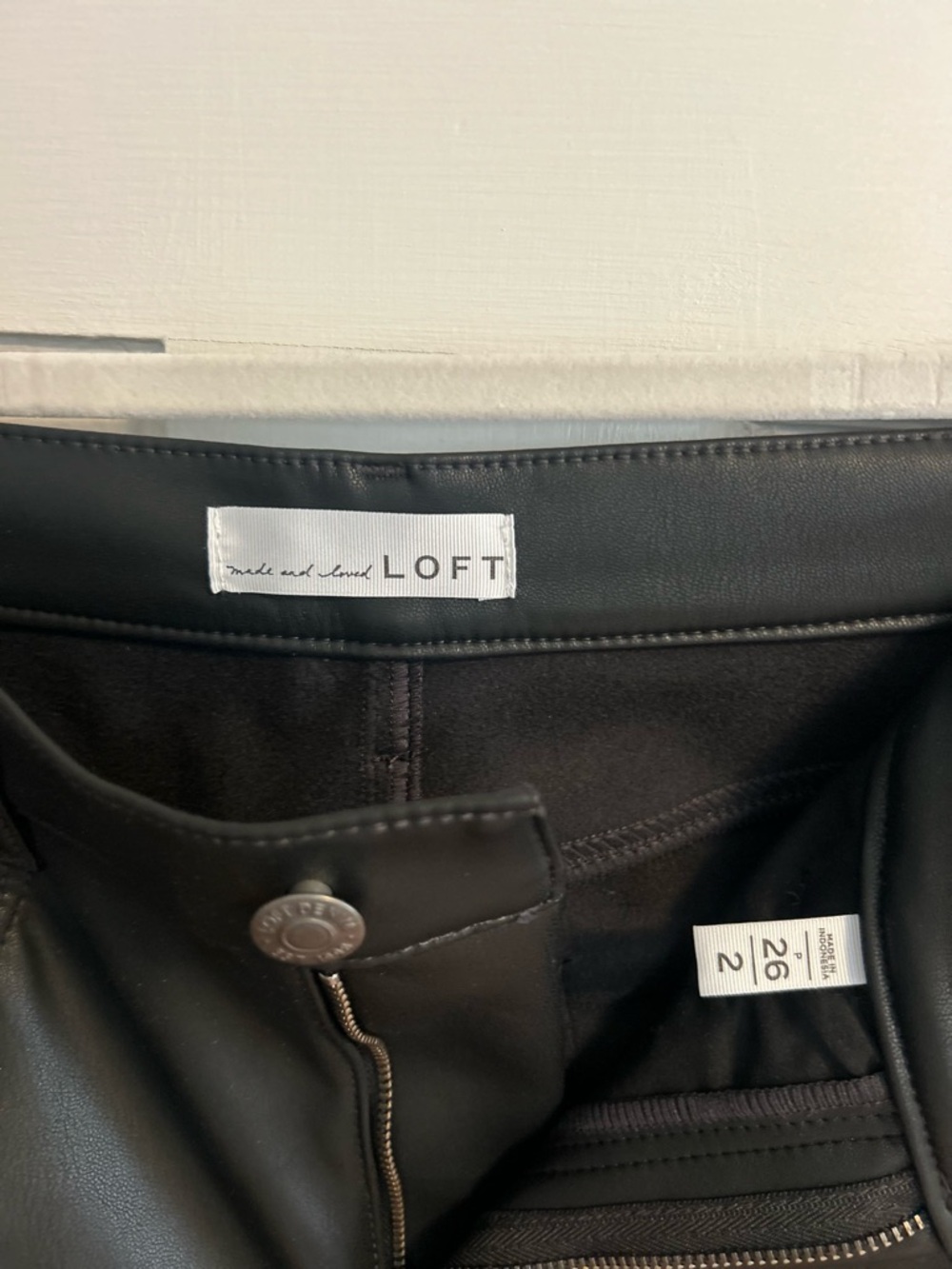 LOFT Five Pocket Straight Pants in Faux Black Leather